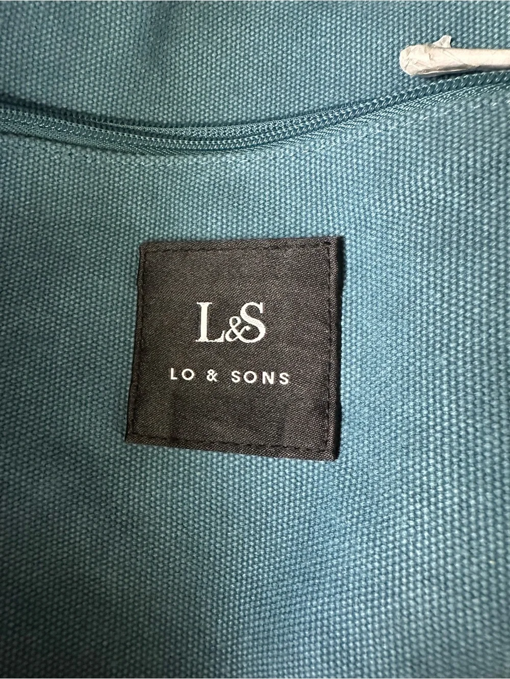 Lo & Sons Canvas Duffel Tote in Blue with Cream Handles
